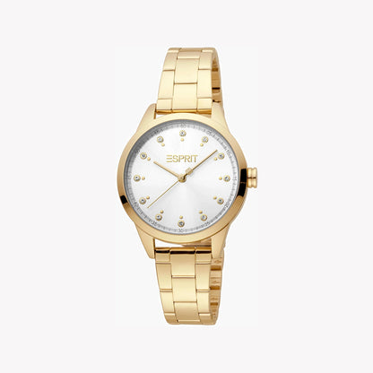 Esprit Women's Gold Stainless Steel Watch, Silver Dial | Es1l006m0035