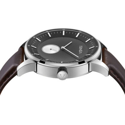 Trnda Men's Stainless Steel Watch, Brown Leather | Trn-Ss43sl
