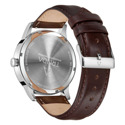 Trnda Men's Stainless Steel Watch, Brown Leather | Trn-Ss43sl