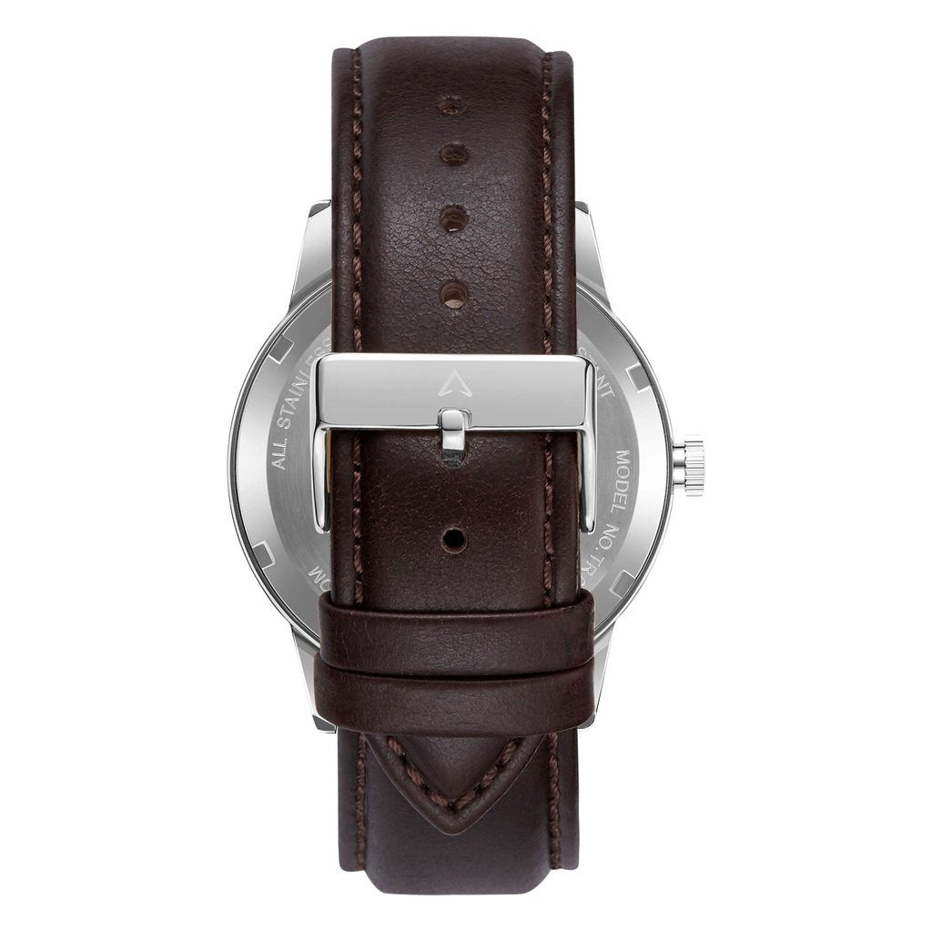 Trnda Men's Stainless Steel Watch, Brown Leather | Trn-Ss43sl