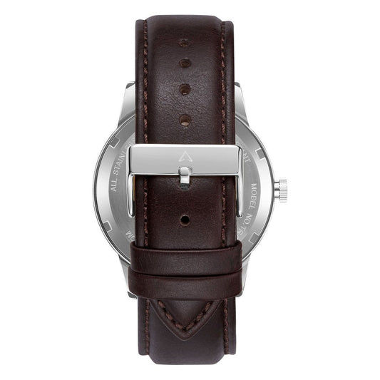 Trnda Men's Stainless Steel Watch, Brown Leather | Trn-Ss43sl