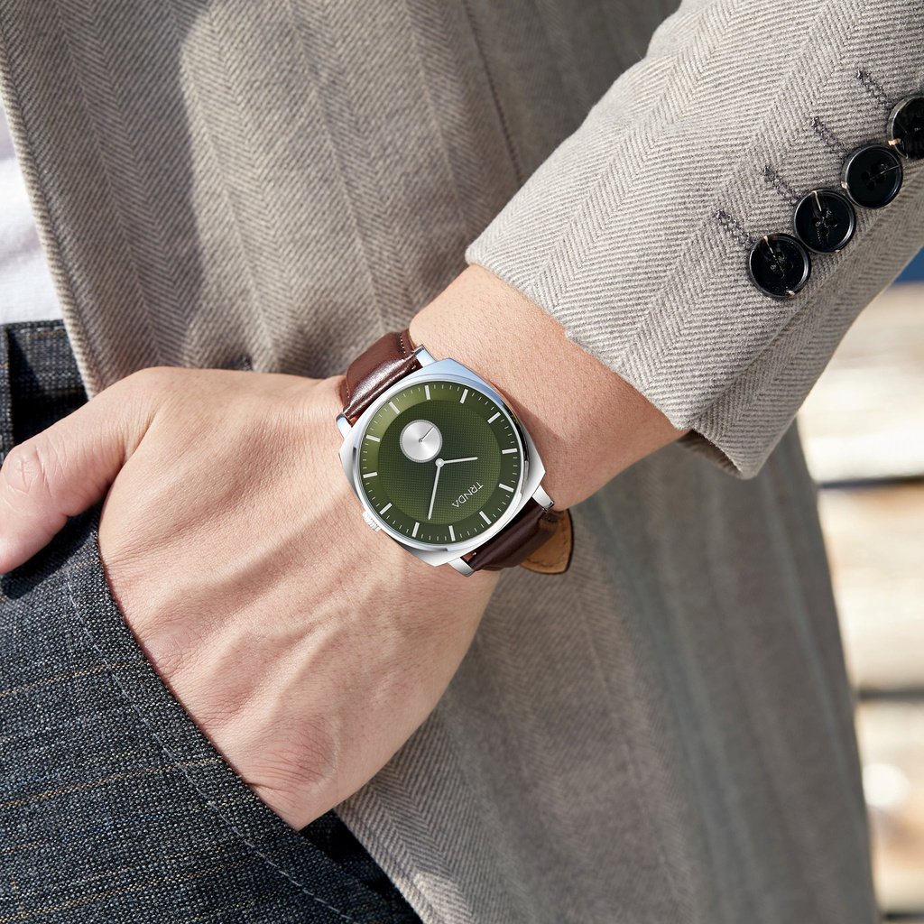Trnda Men's Stainless Steel Watch, Seaweed Green Dial | Trnda45mm